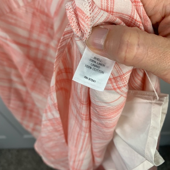 J Jill Love Linen Maxi Dress LARGE orange White Lagenlook Coastal Pockets - Picture 6 of 9